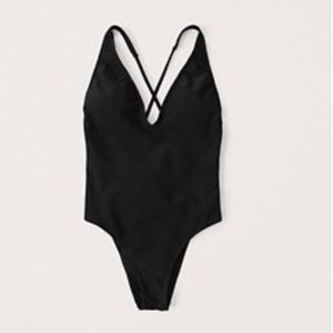 Abercrombie & Fitch Plunge One Piece Ribbed Swim